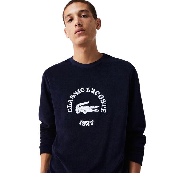 NWT Lacoste Men’s Regular Fit Terrycloth Lounge Sweatshirt Blue Size Medium - Picture 1 of 16